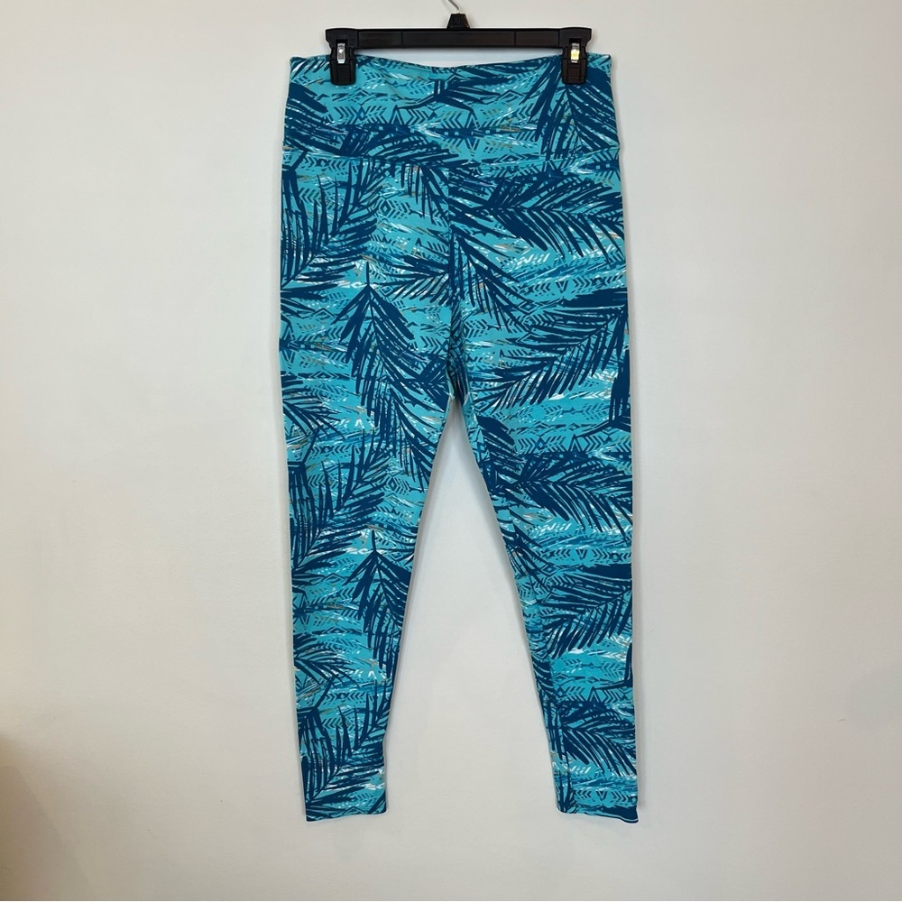Soft Surroundings Leggings Womens Medium Tropical Blue Green Activewear - Picture 1 of 6